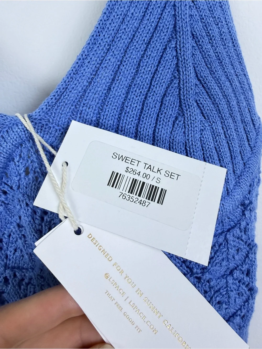 L*SPACE Sweet Talk Knit Set Blue NWT Top S Skirt XS