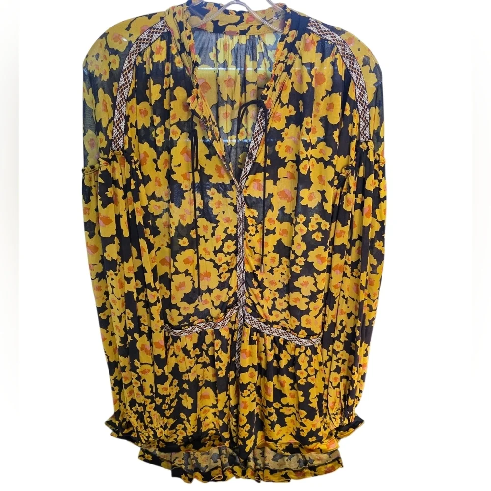 Free People Love Letter Floral Tunic/Mini Dress Size X-Small