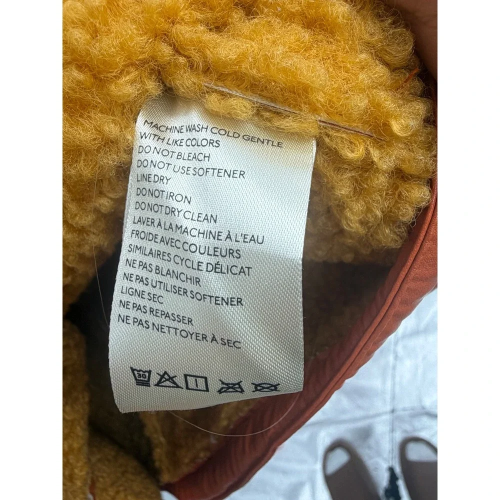 We The Free Free People kaja Vegan Leather Jacket sz Small Orange Shearling Coat