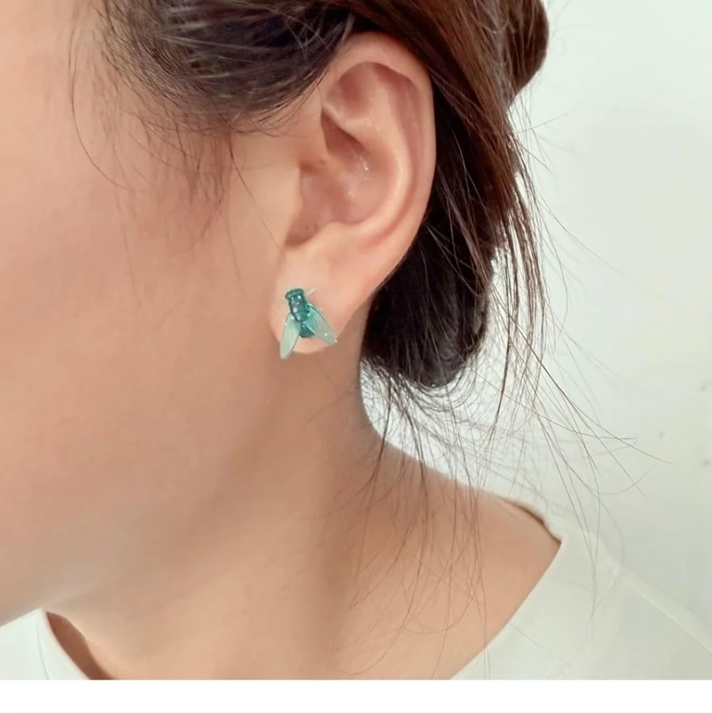 Elegant Green and White Earrings