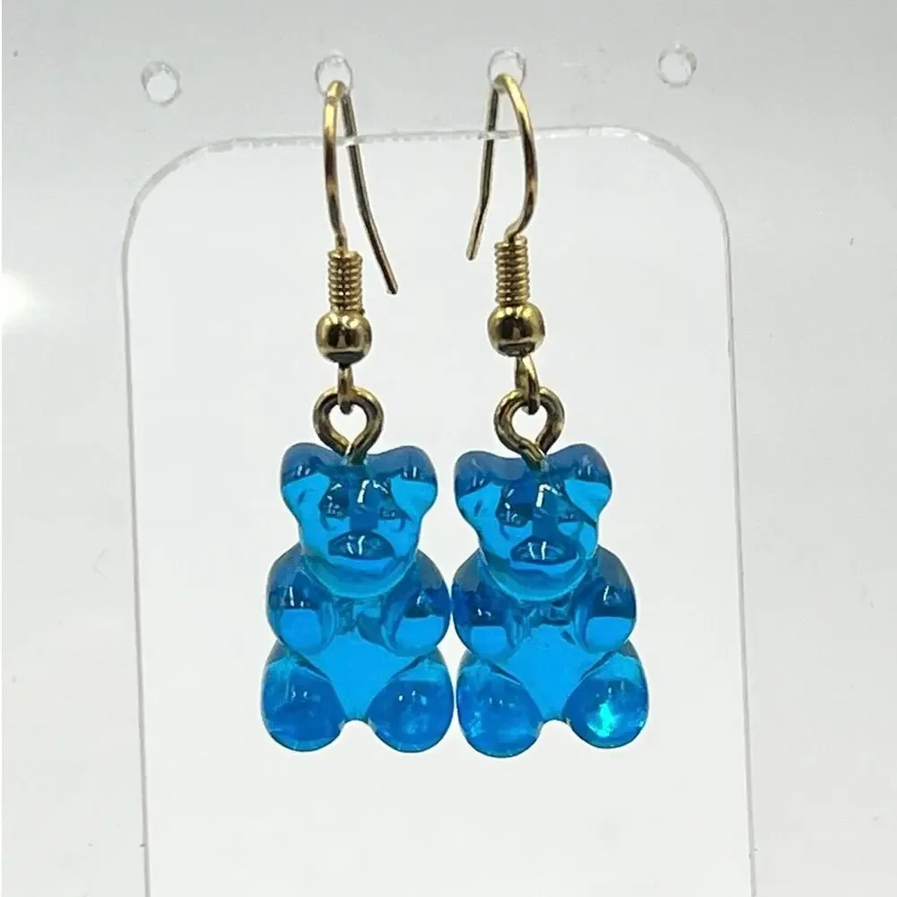 Crystal Haze Designer Nostalgia Blue Resin  Bear Earrings Azure Repaired Dangles