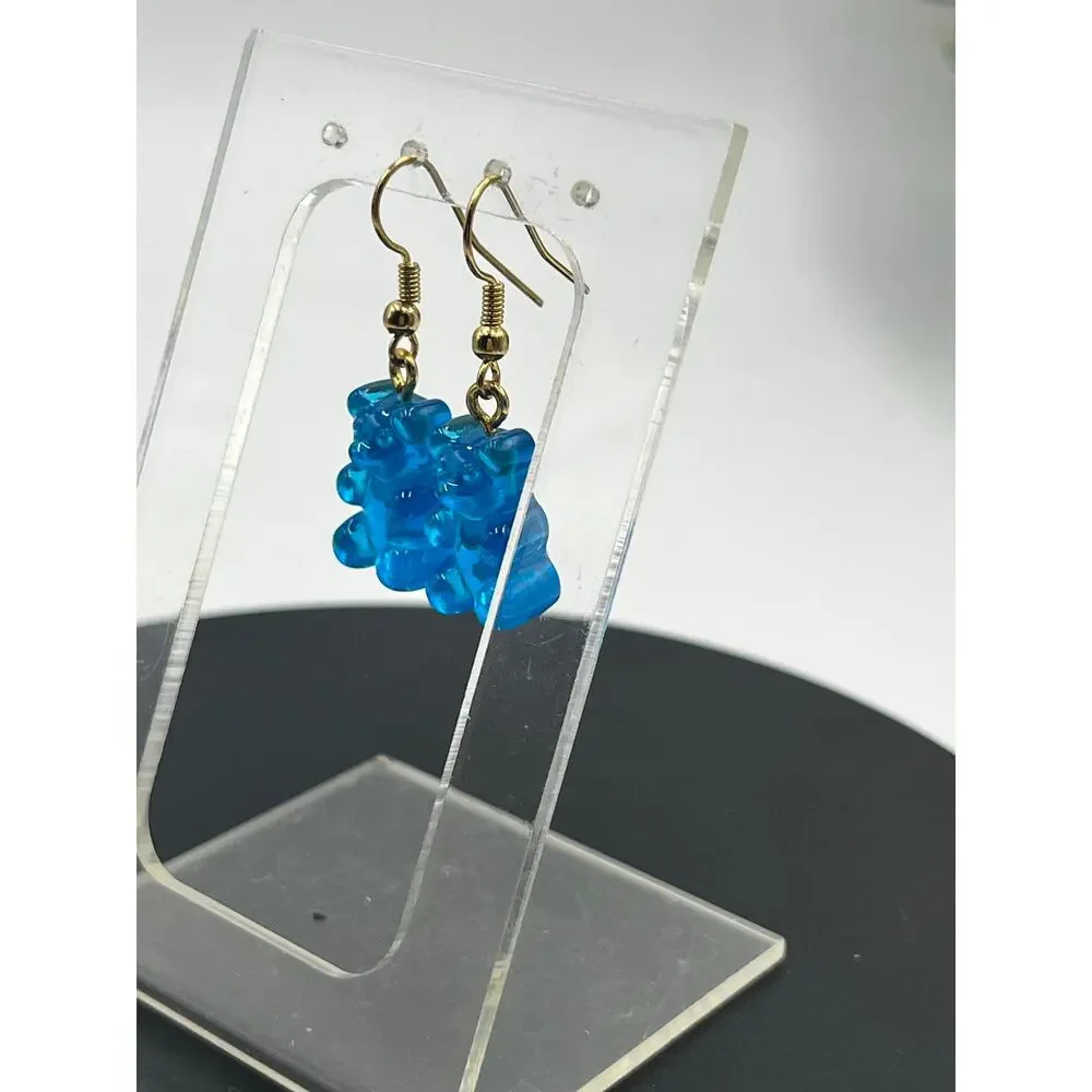 Crystal Haze Designer Nostalgia Blue Resin  Bear Earrings Azure Repaired Dangles