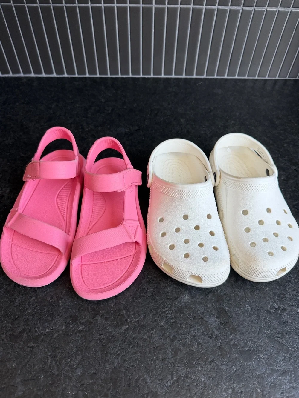 Kids Pink Sandals and White Clog Pack - Comfortable Everyday Shoes