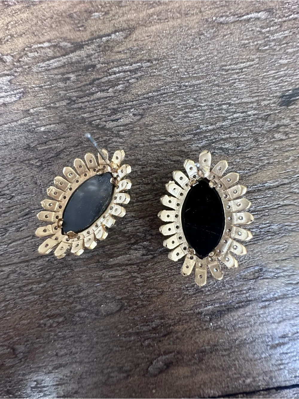 Prototype Kendra Scott - Gold-Tone Black Marquise Crystal Halo Stud Earrings