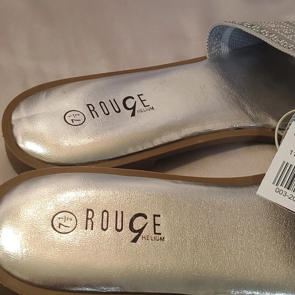 SILVER RHINESTONES ROUGE HELIUM ST TROPEZ LOGO SLIDES
