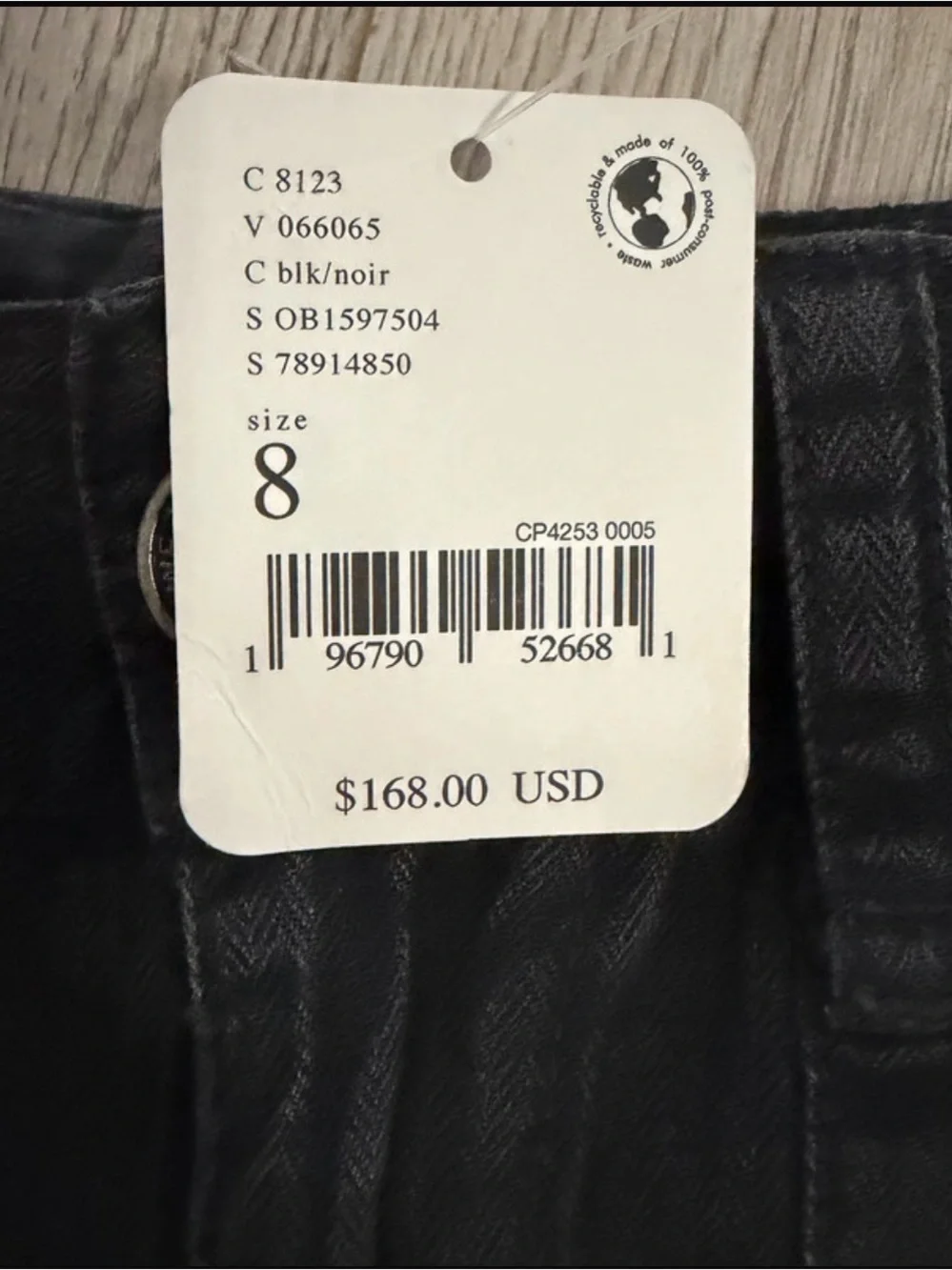 Free People Women’s NWT Black Cargo Jeans - Slim Fit size 8