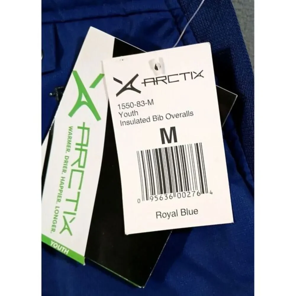 Arctix Insulated Bib Overalls Youth Medium Royal Blue New‎ Snow Pants 1550-83-M
