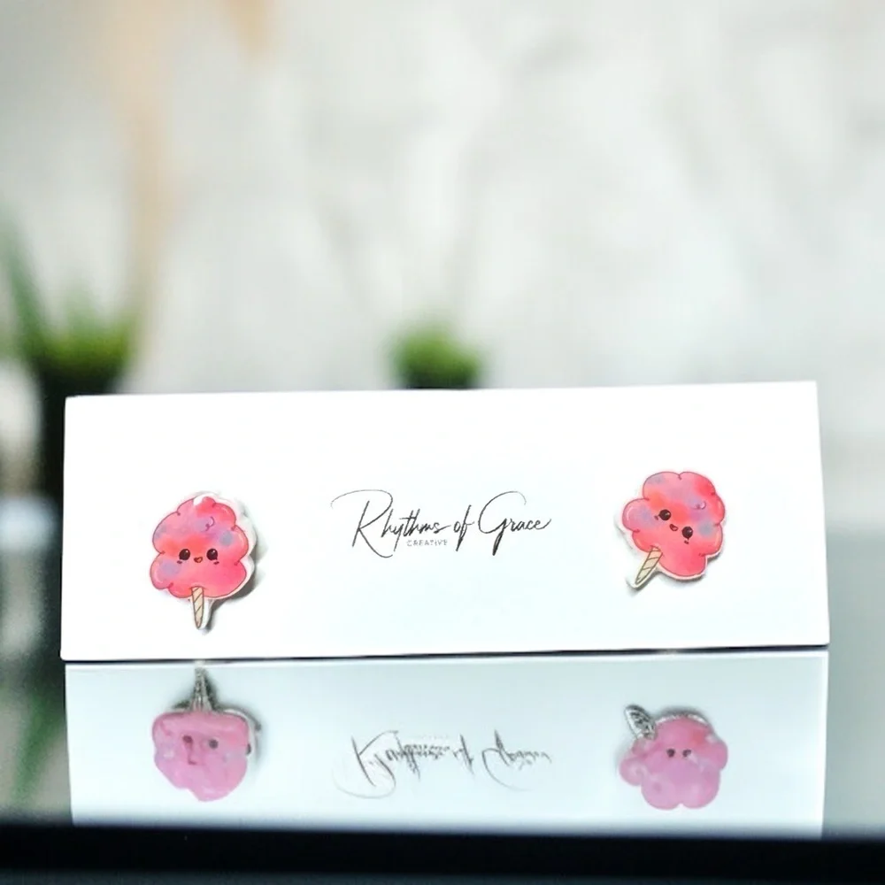 Sweeten Your Style: Adorable Cotton Candy Stud Earrings! 🍭✨ NWT Summertime Studs