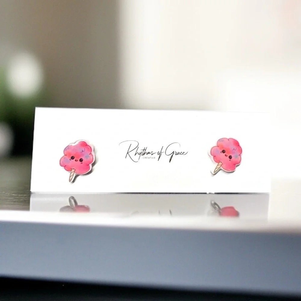 Sweeten Your Style: Adorable Cotton Candy Stud Earrings! 🍭✨ NWT Summertime Studs