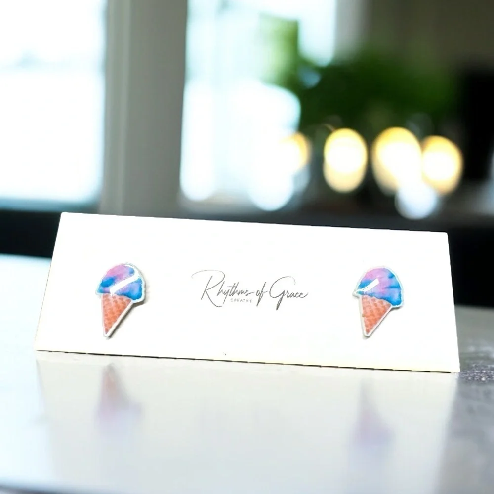 Sweeten Your Style: Adorable Cotton Candy Stud Earrings! 🍭✨ NWT Summertime Studs