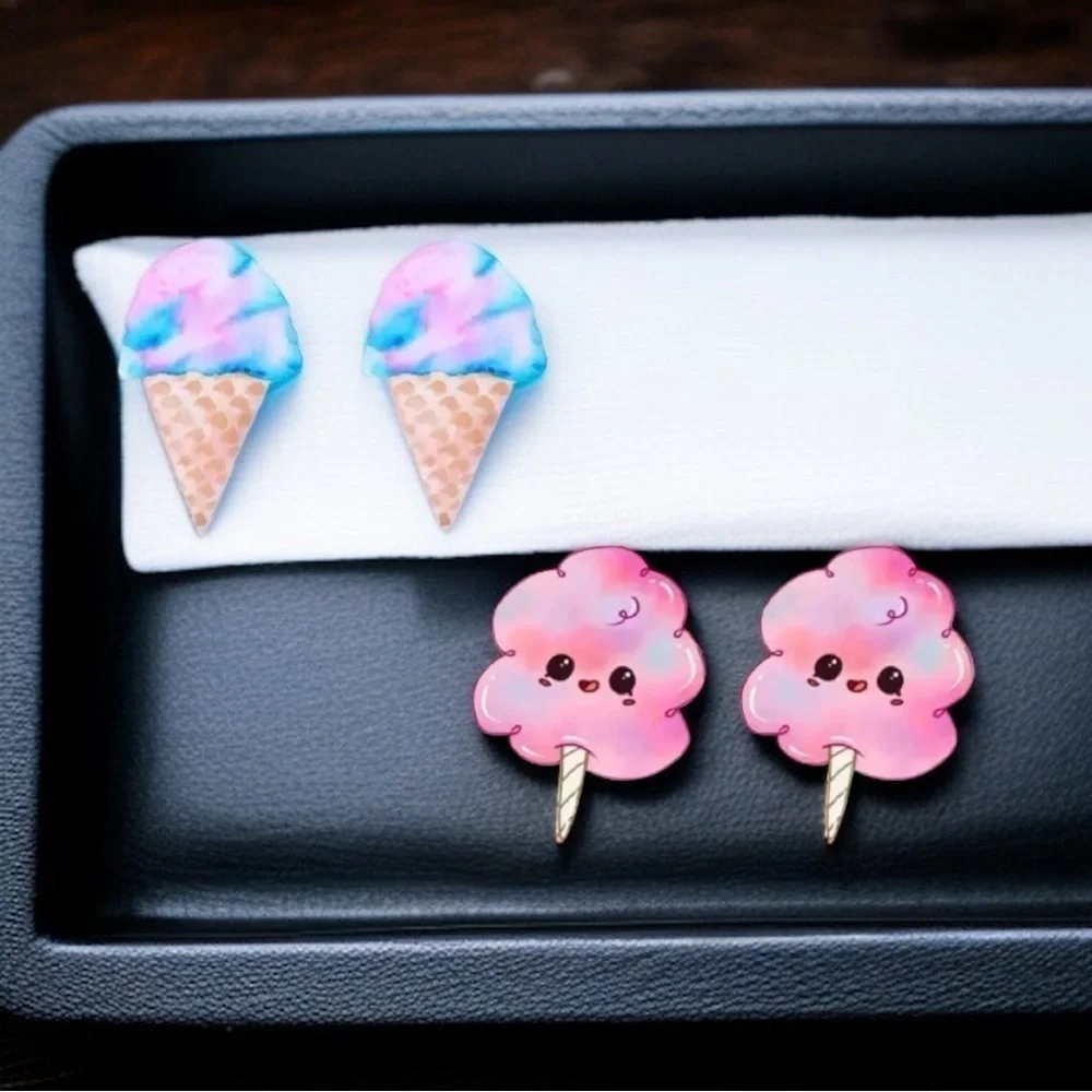 Sweeten Your Style: Adorable Cotton Candy Stud Earrings! 🍭✨ NWT Summertime Studs