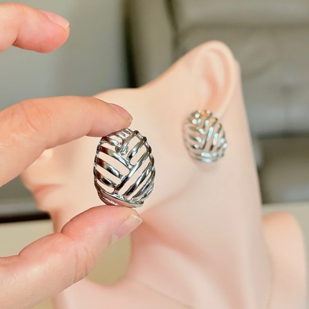 Silver Statement Stud Earrings