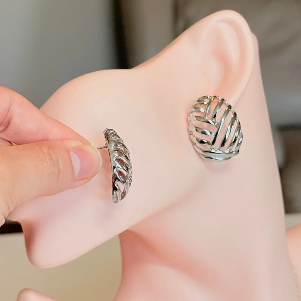 Silver Statement Stud Earrings