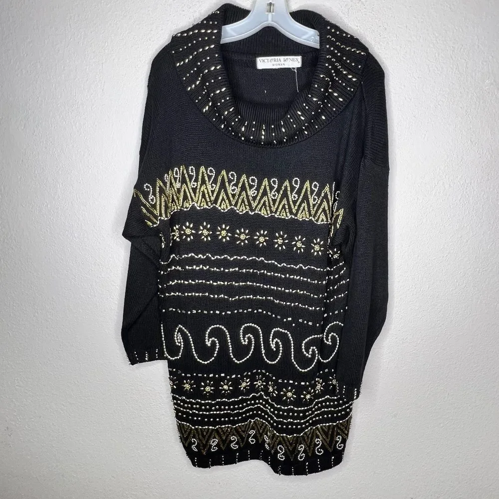 Vintage Victoria Jones Woman Long Beaded‎ Sweater