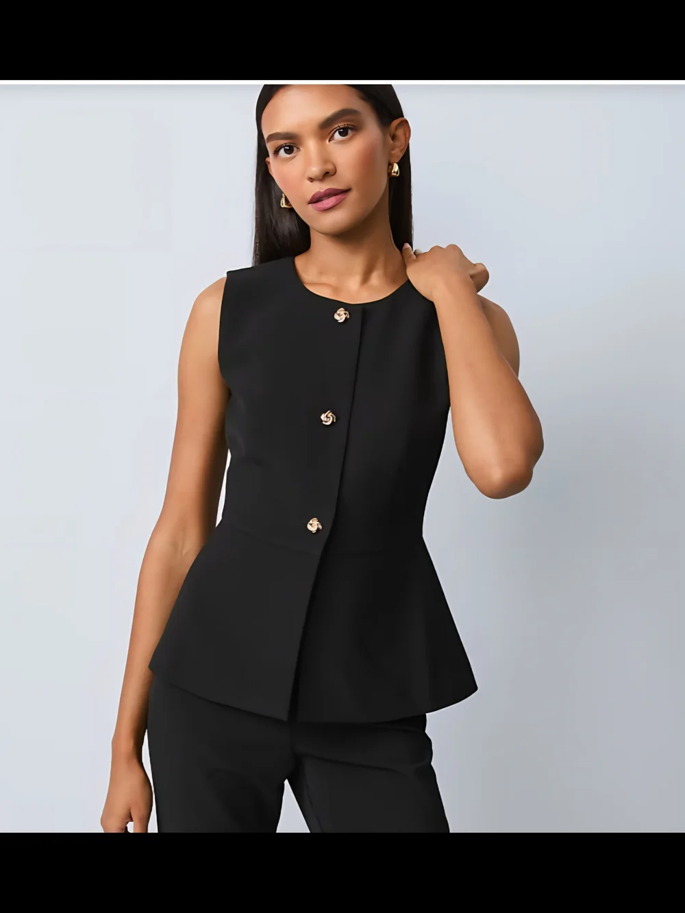 Ann Taylor Peplum Vest with Gold Knot Button