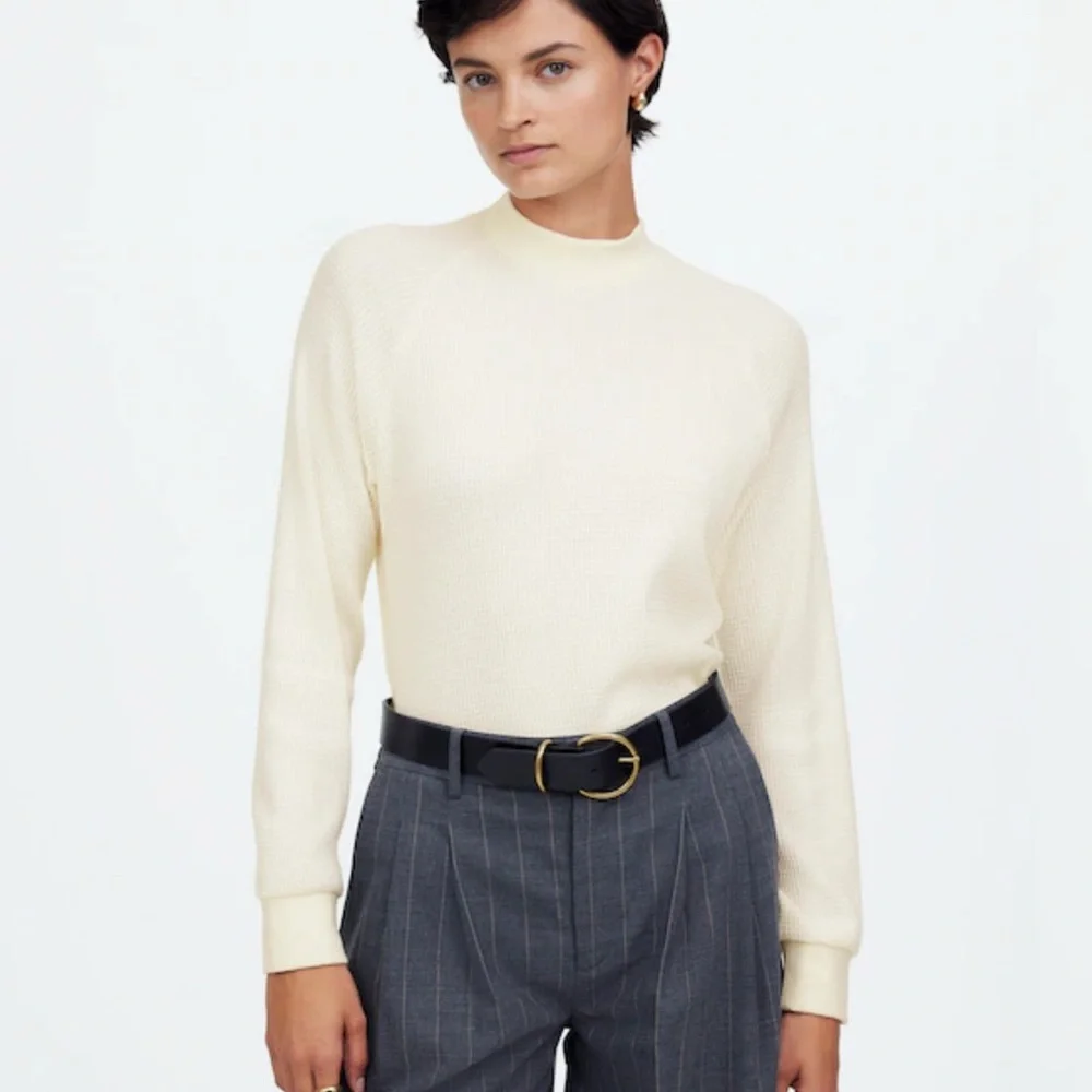 Madewell NWT Waffle Knit Crewneck Sweater Winter White Women’s Large