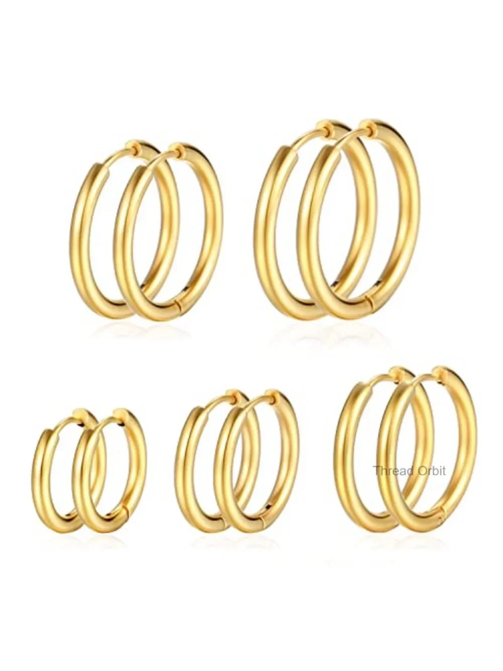 316L Surgical Stainless Steel Huggie Hoop Earrings Set - Hypoallergenic