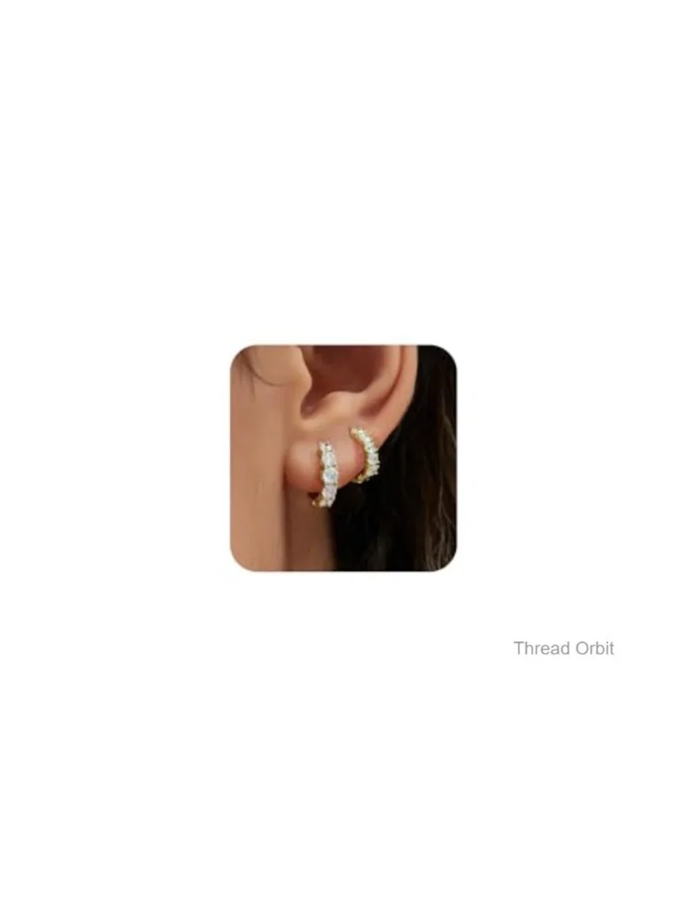 2 Pairs Gold Plated Huggie Hoop Earrings Set with Cubic Zirconia Hypoallergenic