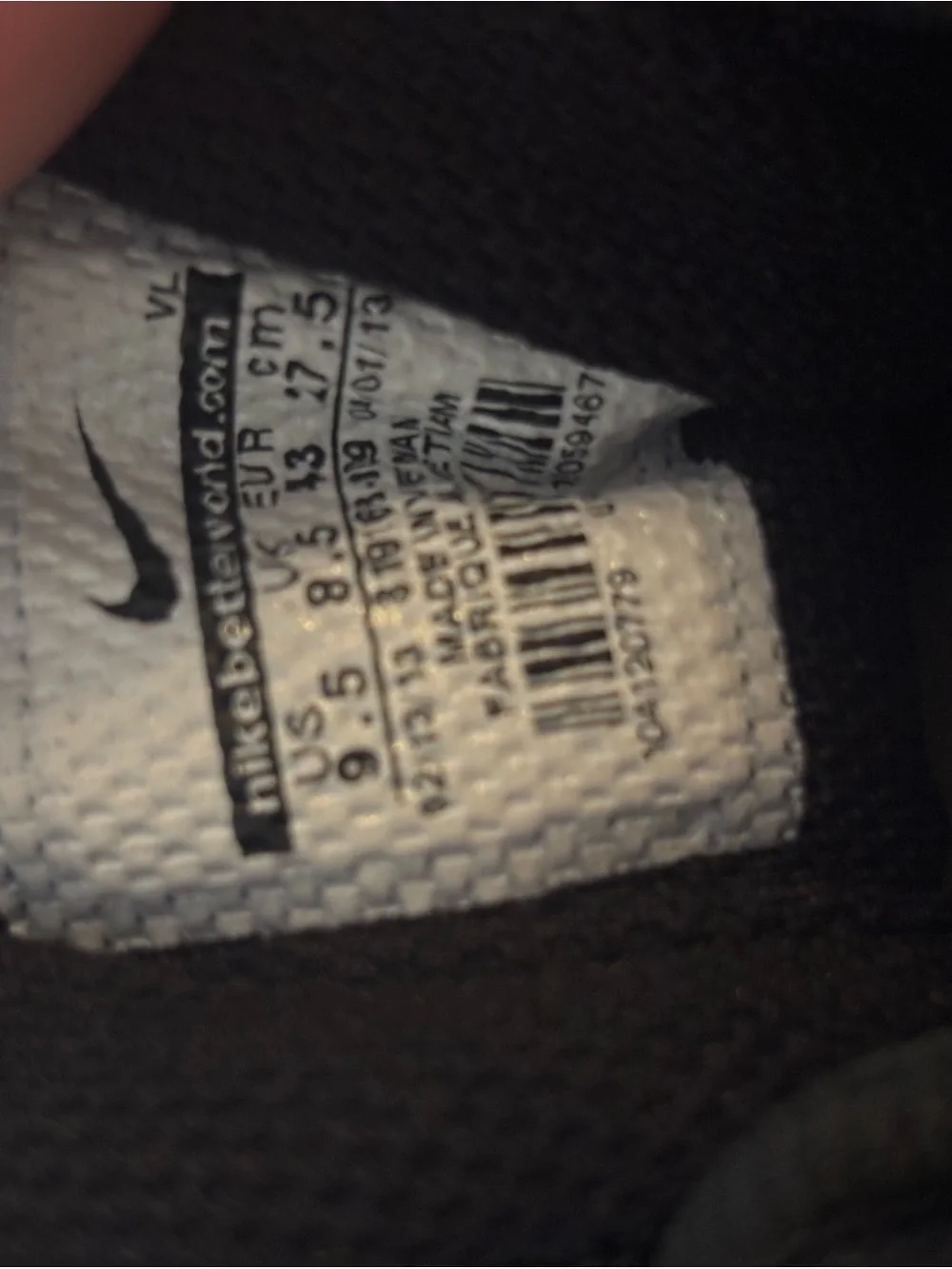 Nike product label