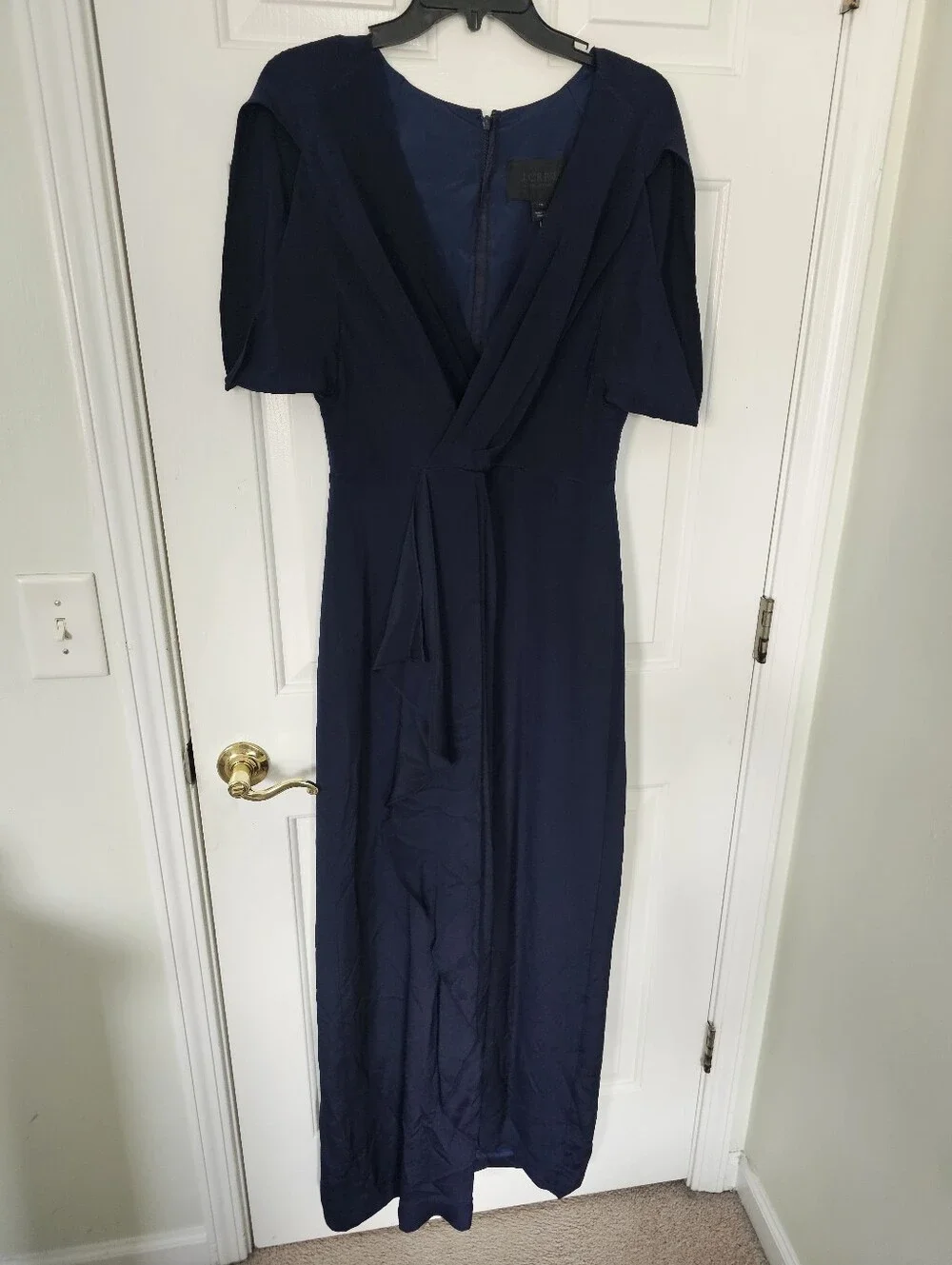 NWT J.Crew Collection 100% Silk Navy Faux Wrap Maxi Gown Size 10