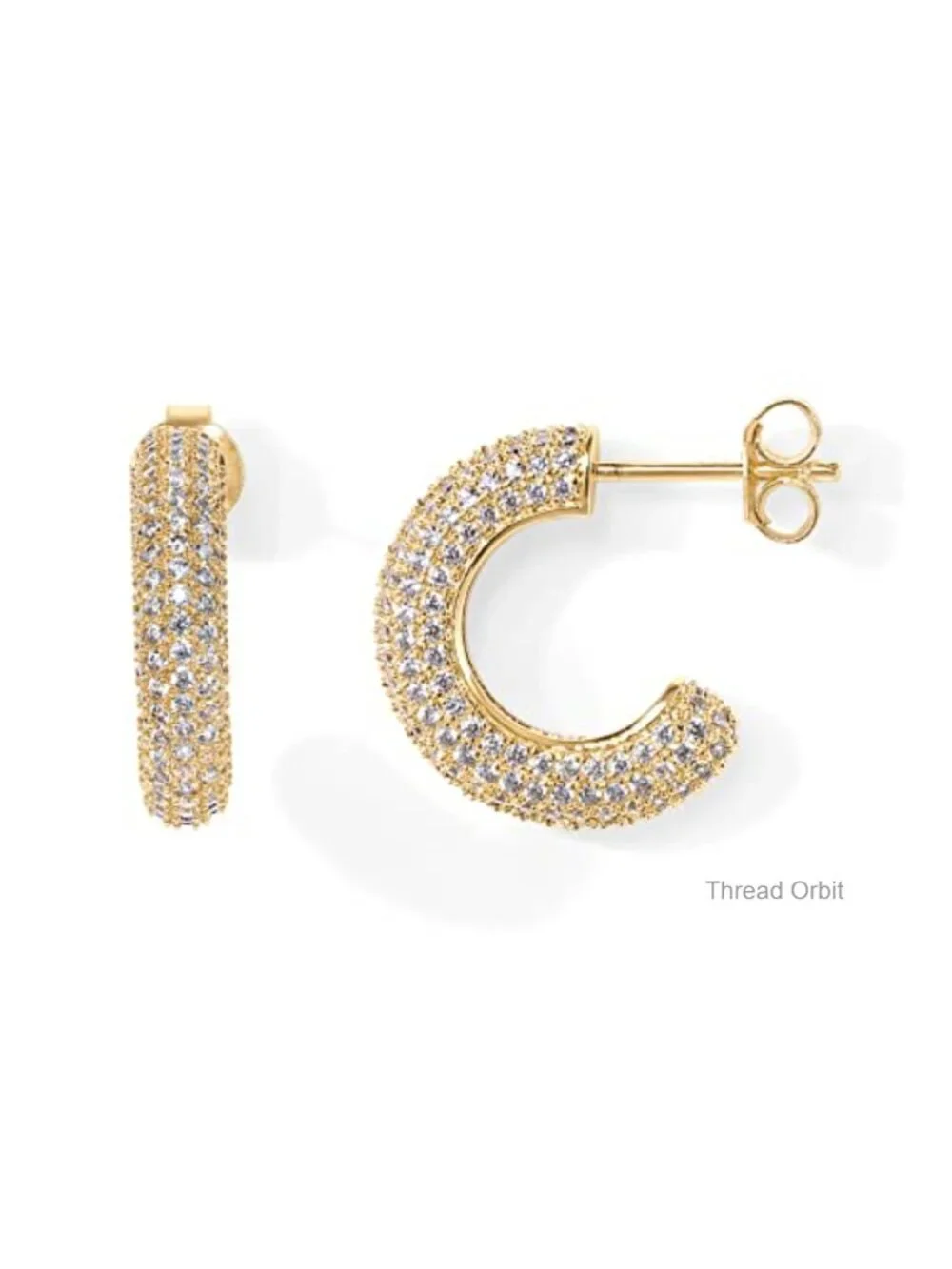 14K Gold Plated 925 Sterling Silver Cubic Zirconia Chunky Hoop Earrings