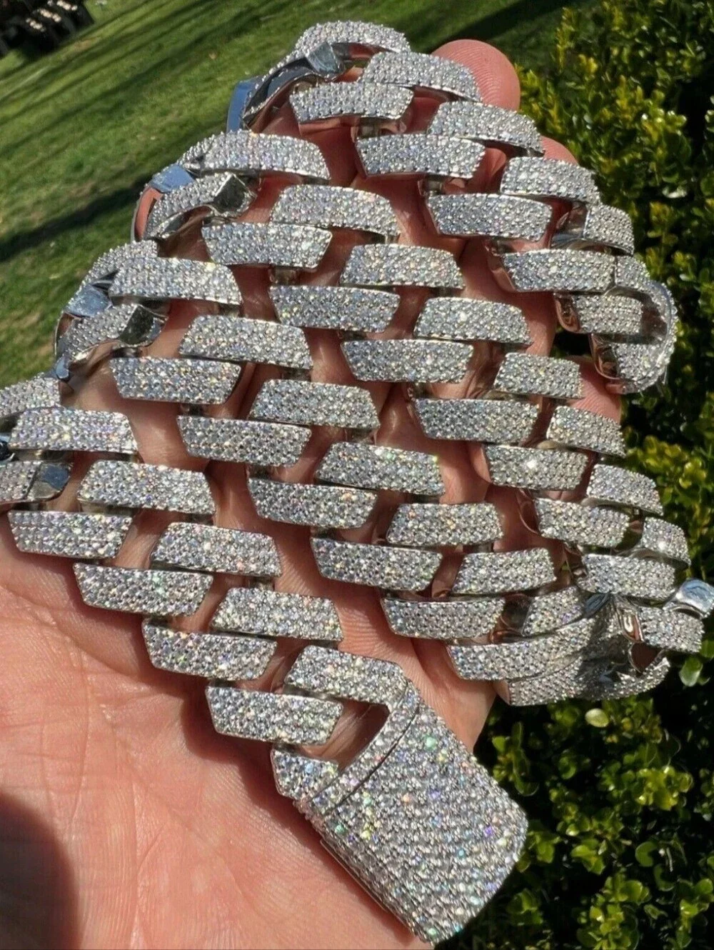 Iced Out 23 CT MOISSANITE Cuban Link Prong Chain Necklace 24mm / 24