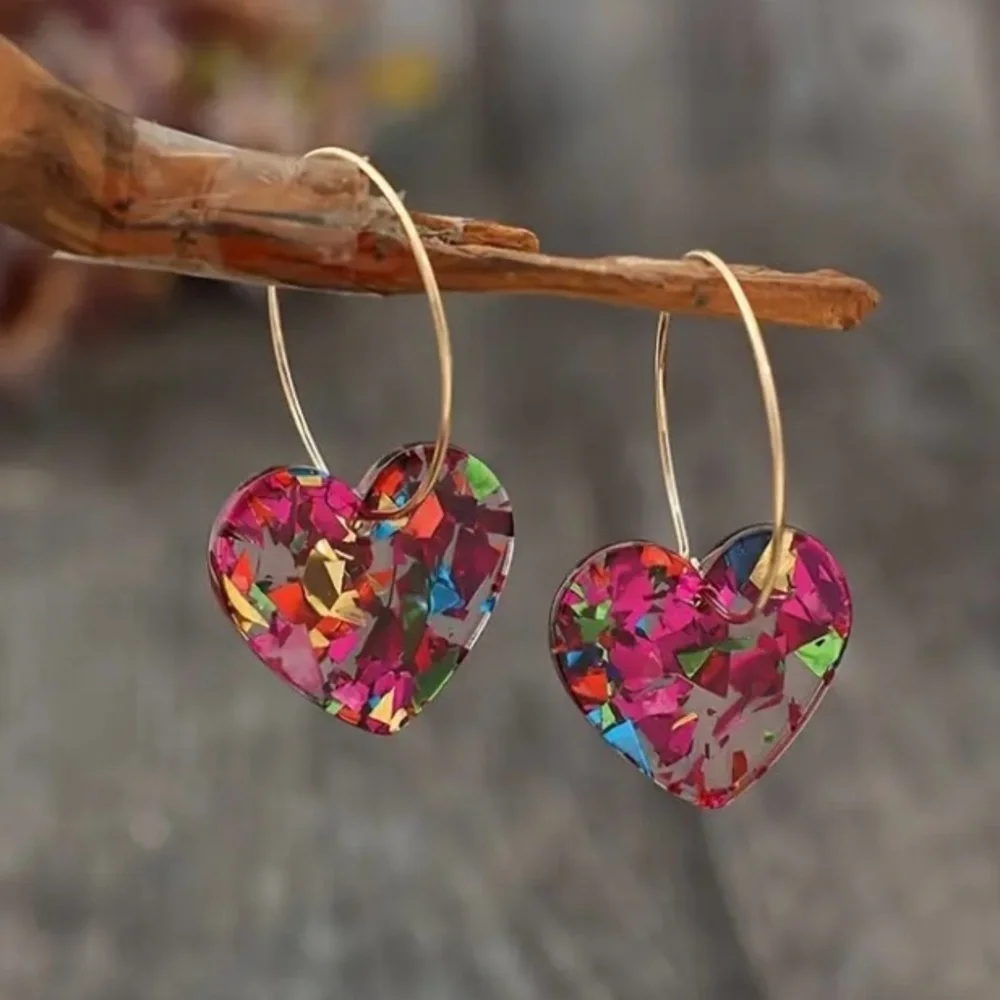 ✨Zara Murano Pink Heart Earrings