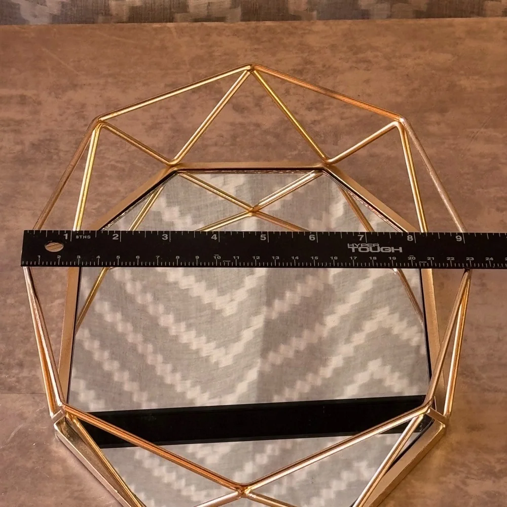 Geometric Gold Mirrored Decorative Server Party Display Tray