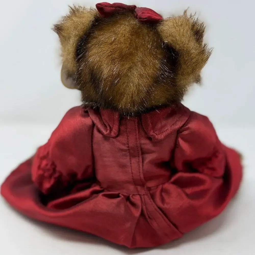 The Bearington Collection Greta Garland Shiny Red Dress Bows Flowers w/Ornament