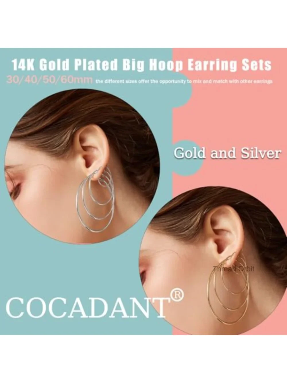 8 Pair Gold Silver Hoop Earrings Set Chunky Pearl Twisted Statement Earrings