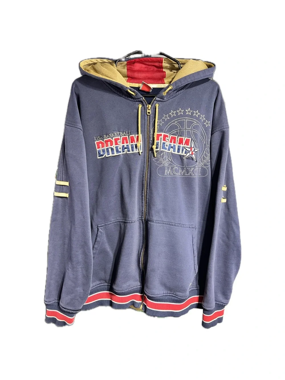 Vintage USA Basketball Dream Team Jacket Full Zip Mens L Blue 90s NBA EUC