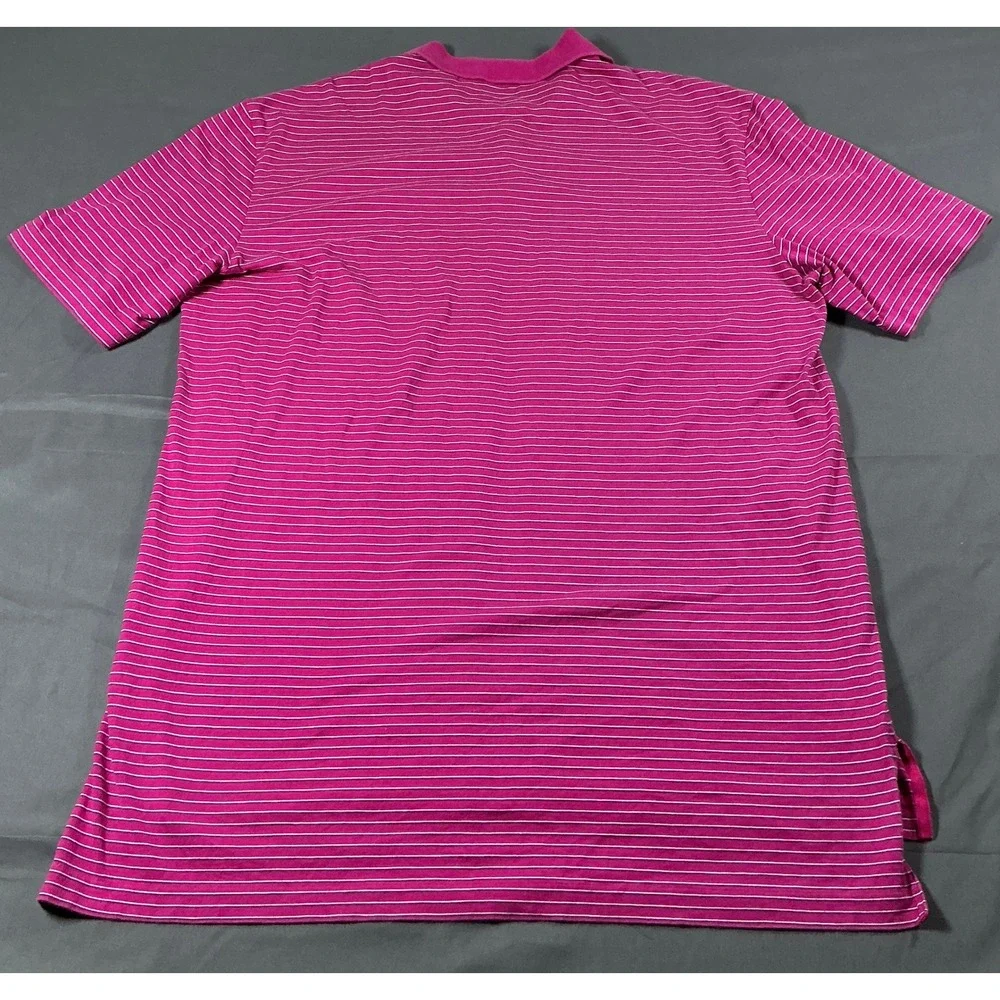 Polo Golf Ralph Lauren Mens L Pink Striped Pima Cotton Short Sleeve Polo Shirt