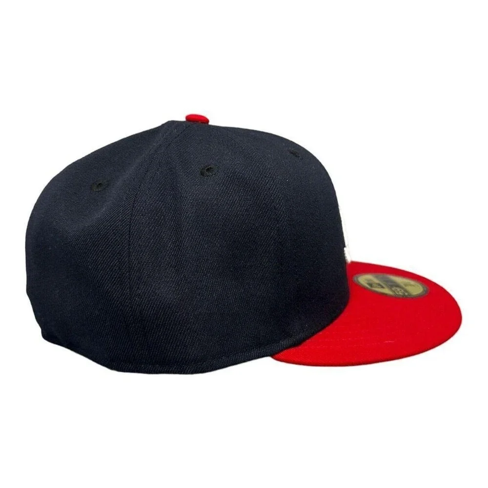 New Era 59Fifty Atlanta Braves Navy Blue Red Fitted Hat Men's Sz 7-3/4 NEW