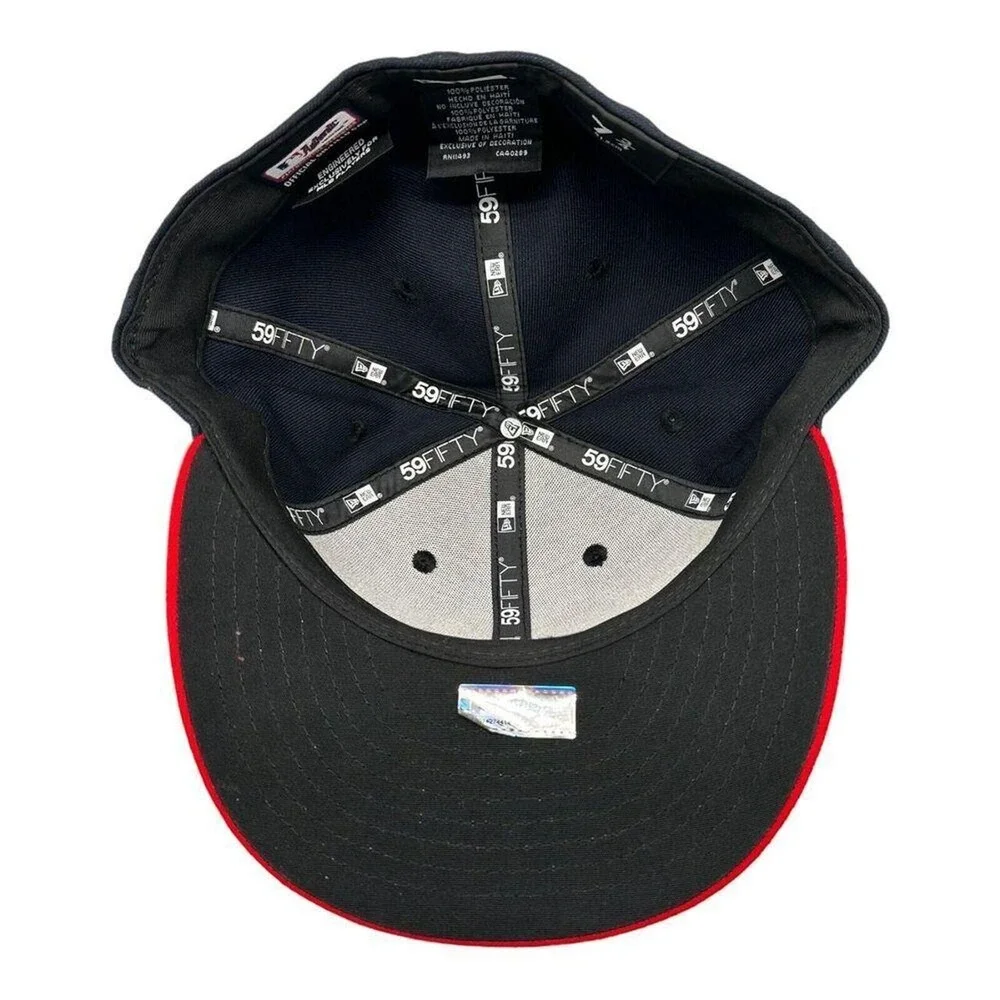 New Era 59Fifty Atlanta Braves Navy Blue Red Fitted Hat Men's Sz 7-3/4 NEW