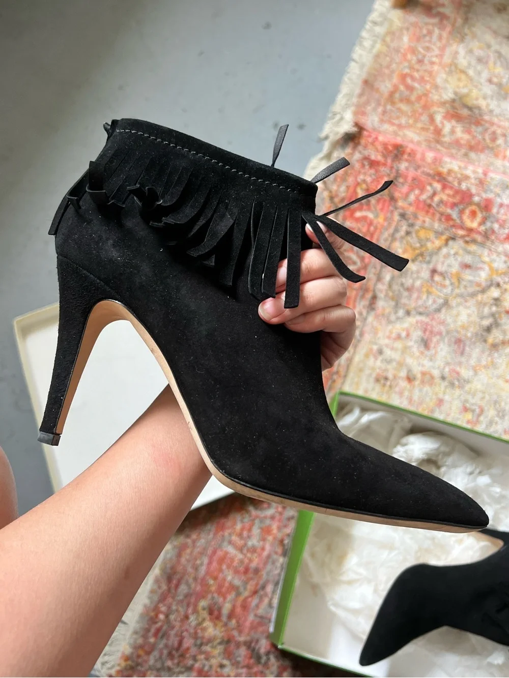Kate Spade‎ Black Fringe Ankle Booties