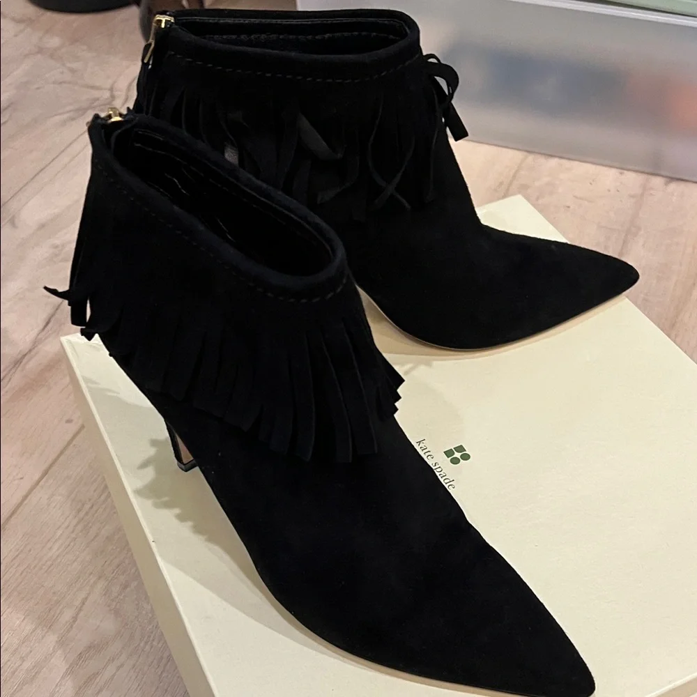 Kate Spade‎ Black Fringe Ankle Booties