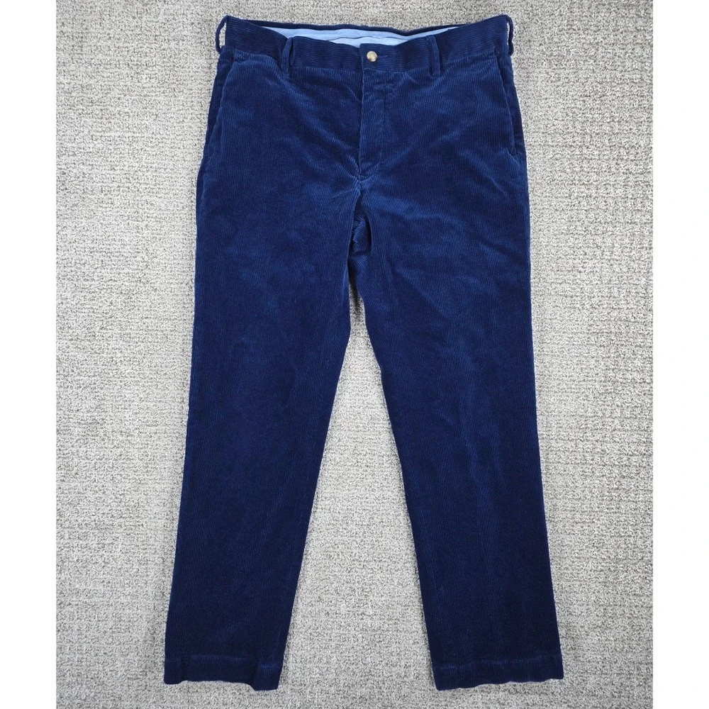 Polo Ralph Lauren Classic Fit Corduroy Pants Mens 34x32 Navy‎ Blue Stretch Chino
