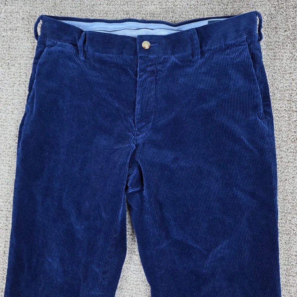 Polo Ralph Lauren Classic Fit Corduroy Pants Mens 34x32 Navy‎ Blue Stretch Chino
