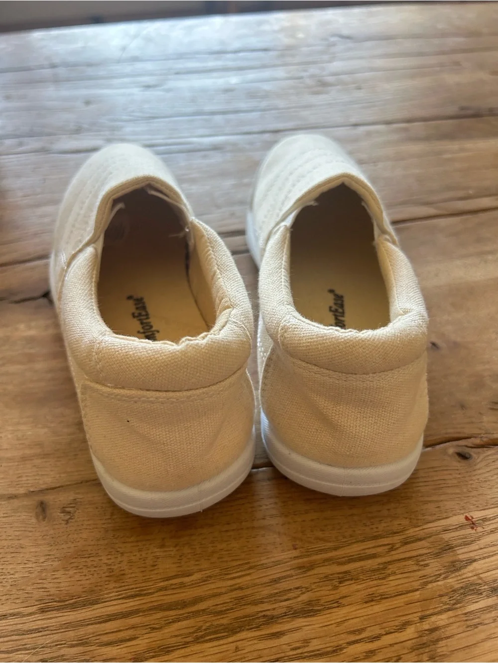 Kids Slip-On Canvas Sneakers in Beige size 5 women’s back to school