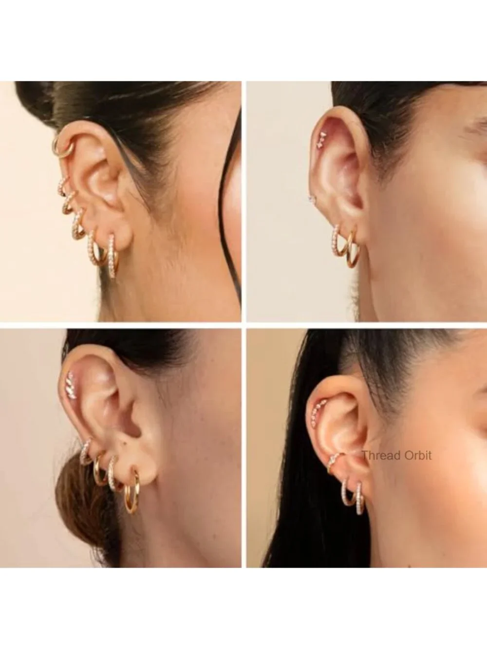 5 Pairs 14K Gold Plated Hoop Earrings Set for Women Huggie Cartilage Tragus