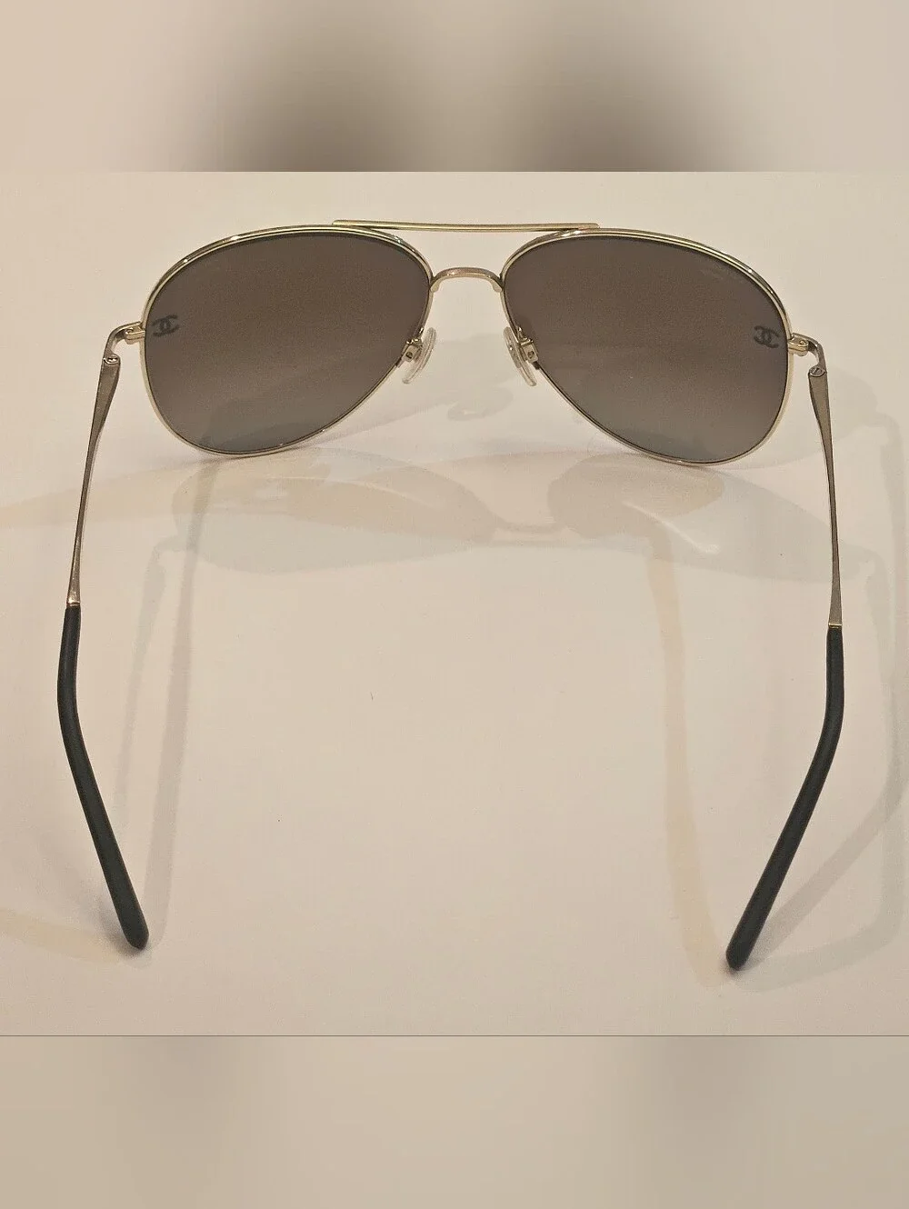 Chanel 4189-T-Q Titanium Polarized Aviator Sunglasses GoldThese are authentic
