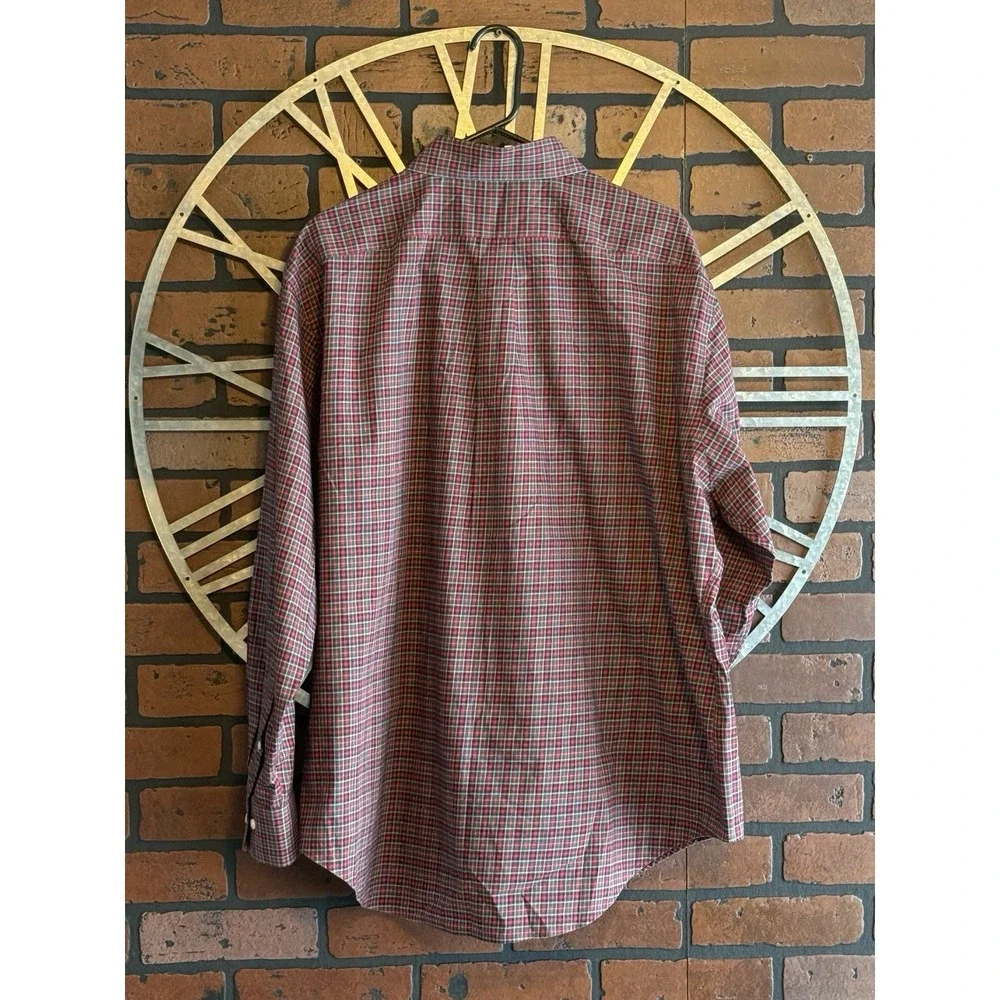 Men's Lauren Ralph Lauren Plaid Flannel Shirt Red/Green Size 17 1/2 - 34/35