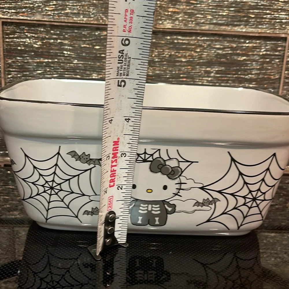 Hello Kitty Bread Loaf Pan Baking Dish Halloween Spiderwebs Skeleton Costume Bat