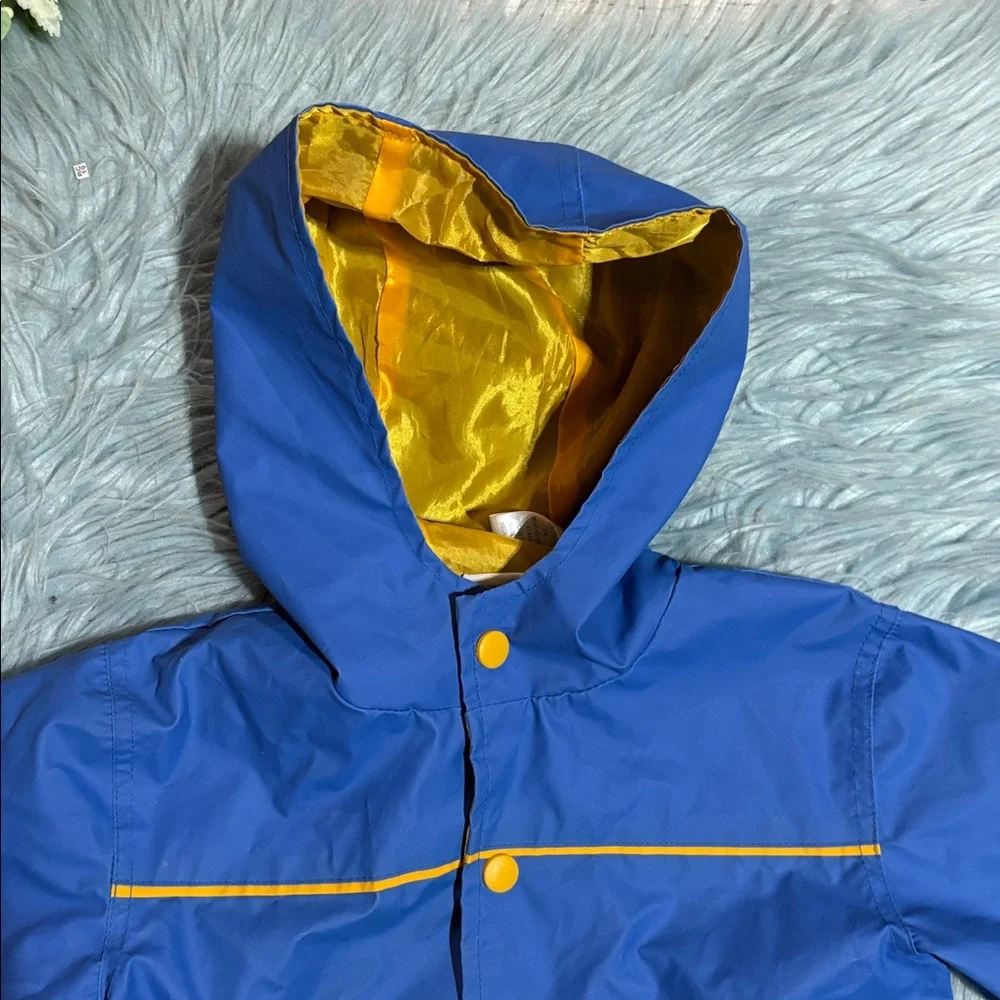 B.t. Kids Frog Embroidered Blue Yellow Rain Jacket sz 24M