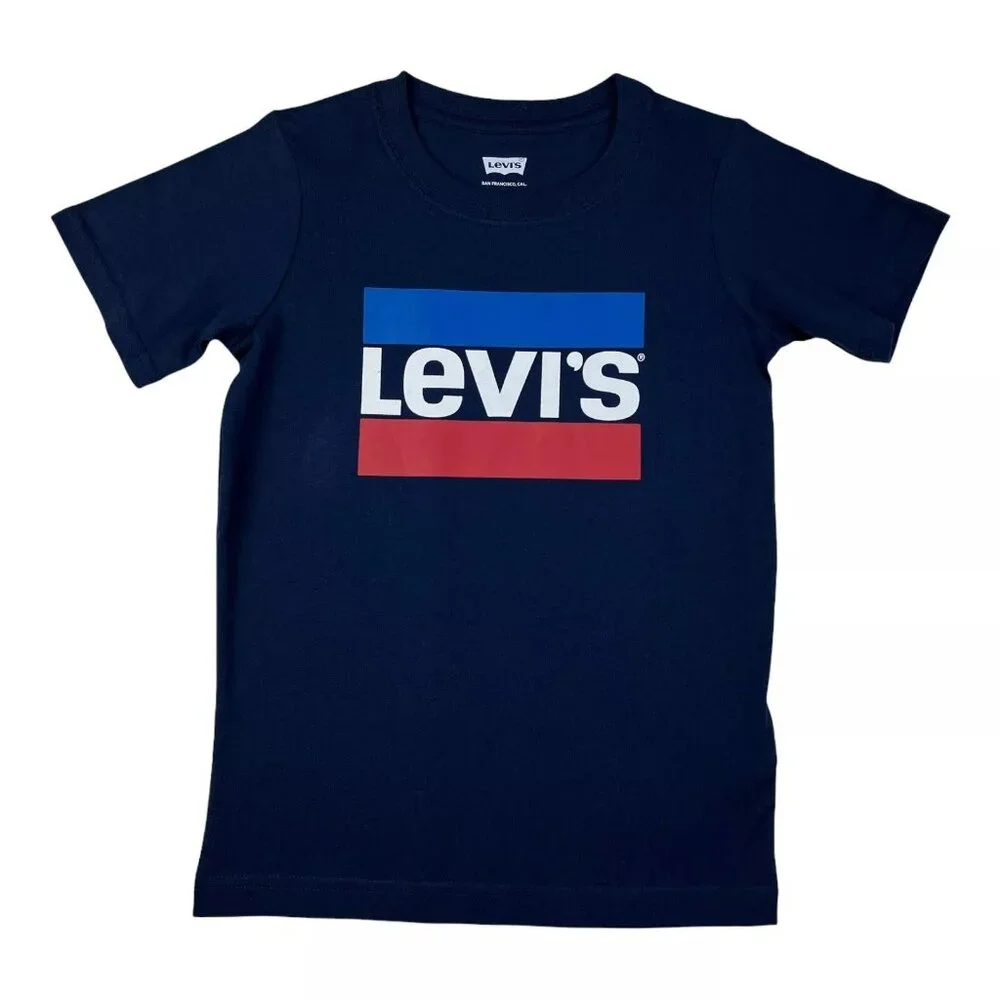 Levi's‎ Boys Shorts & T-Shirt Outfit Set Size 6-7 Blue/Beige Casual Stylish
