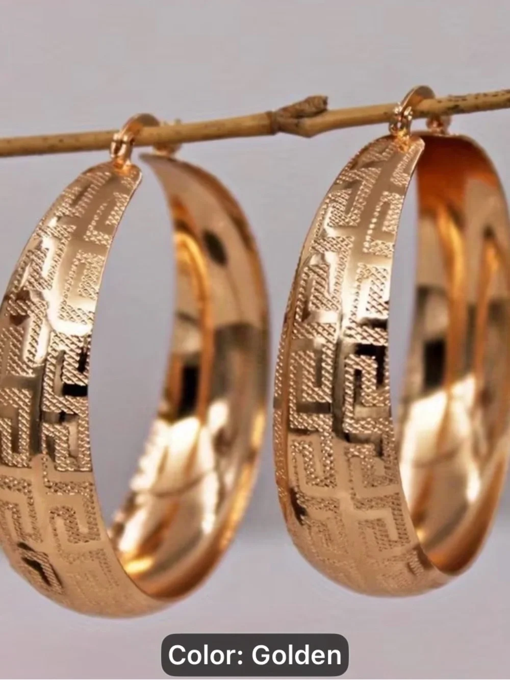Golden Textured Hoop Earrings - Fashion Jewelry