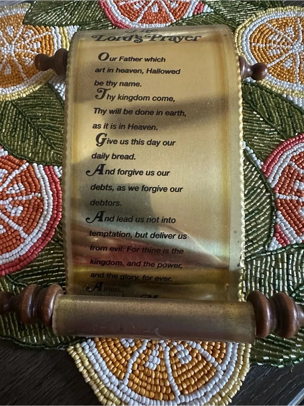 Home Interiors Gold Lord's Prayer Scroll Wall Accent