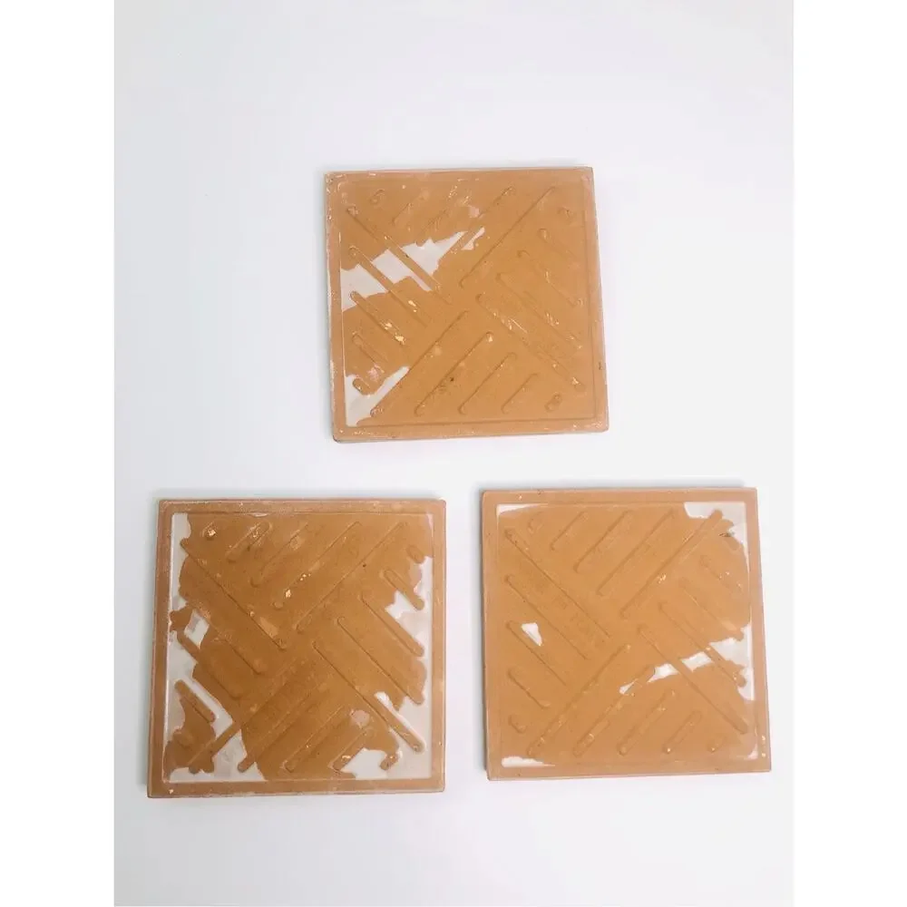 italian tiles set of 3 blue and white 4 inch squares collectible‎ signed
