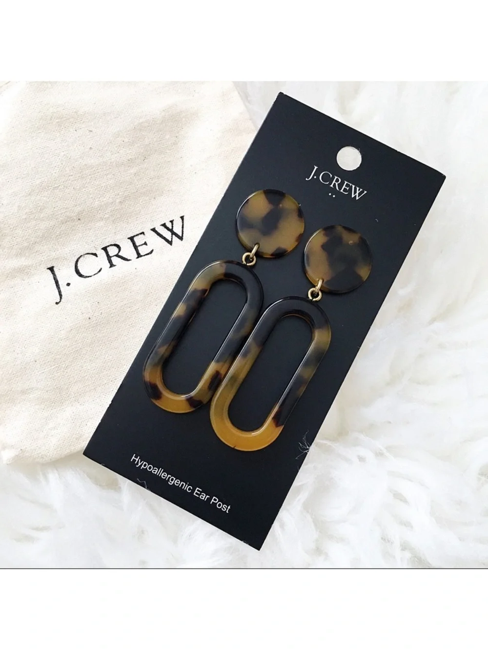 J. Crew Tortoise Drop Link Earrings in Brown and Black