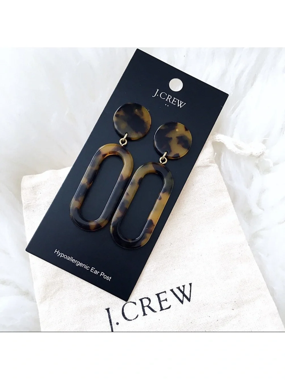 J. Crew Tortoise Drop Link Earrings in Brown and Black